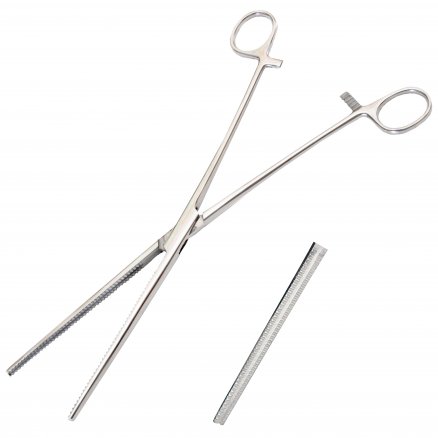 Затискач гінекологічний, по Mayo-Robson, довгий, прямий. Довжина 26,0 см